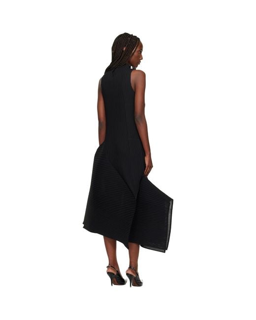 Issey Miyake Black Fold Pleats Midi Dress