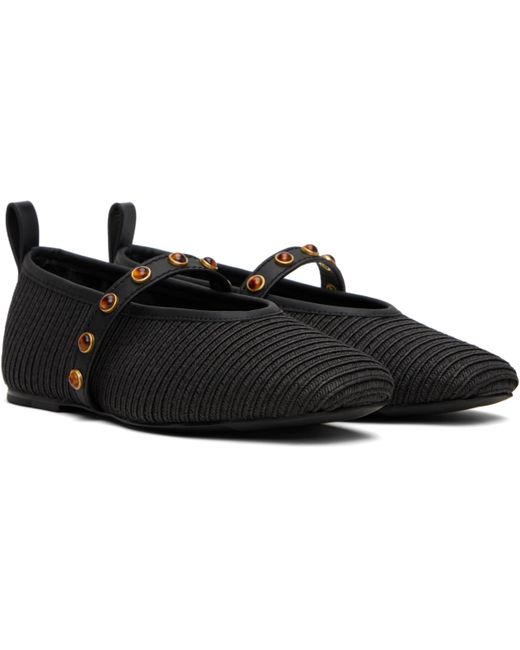 Rag & Bone Black Spire Straw Mary Jane Ballerina Flats