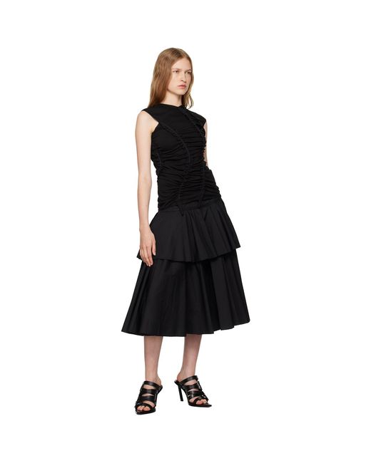 Renaissance Renaissance Black Pleated Polyester Midi Overlay Skirt