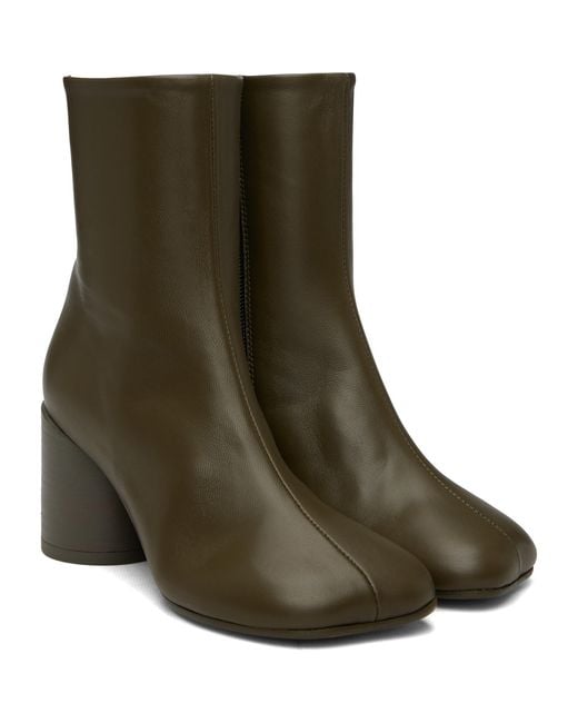 MM6 by Maison Margiela Green Khaki Anatomic Ankle Boots