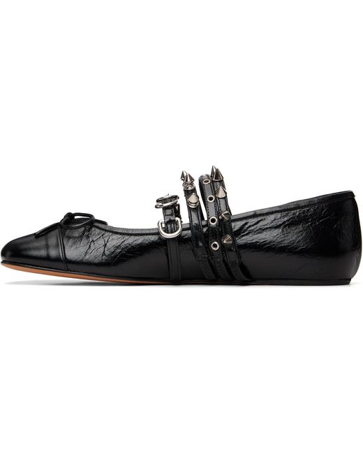 Abra Black Spike Ballerina Flats