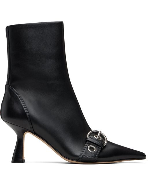 Aeyde Black Halima Eyelet Pointed Boots