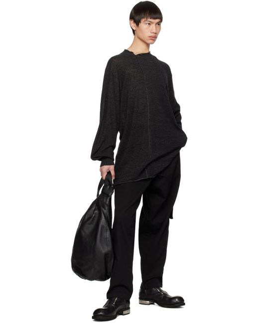 Yohji Yamamoto Black & Gray Rolled Edge Sweater for men