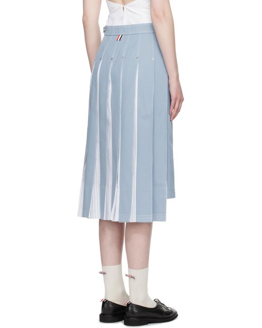 Jupe Midi Bleue En Denim À Plis Thom Browne en coloris Blue