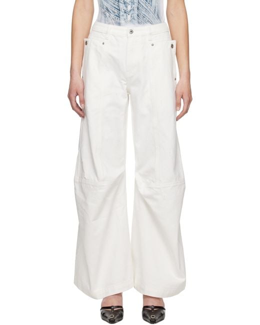 Feng Chen Wang White Cargo Jeans