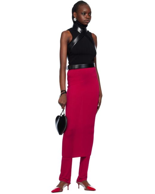 Alaïa Red Pink Fluid Maxi Skirt