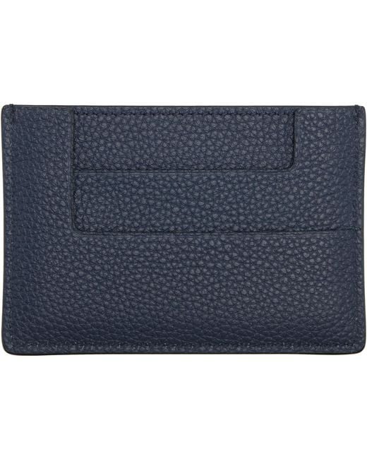 Tom Ford Blue Grain Leather Card Holder