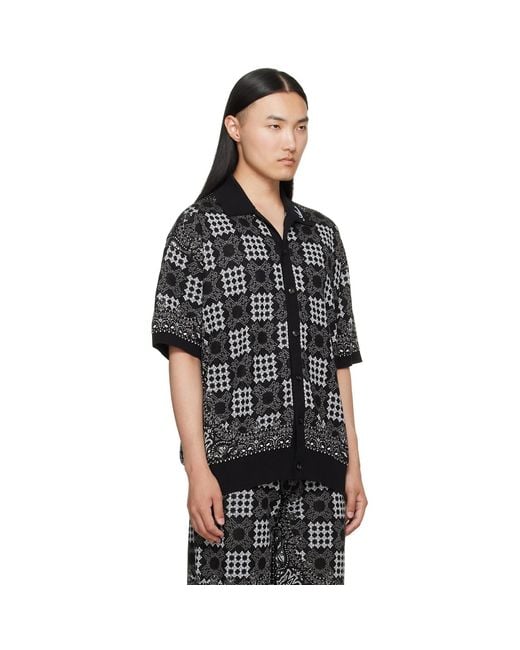 Amiri Black Ma Quad Check Mesh Knit Shirt for men