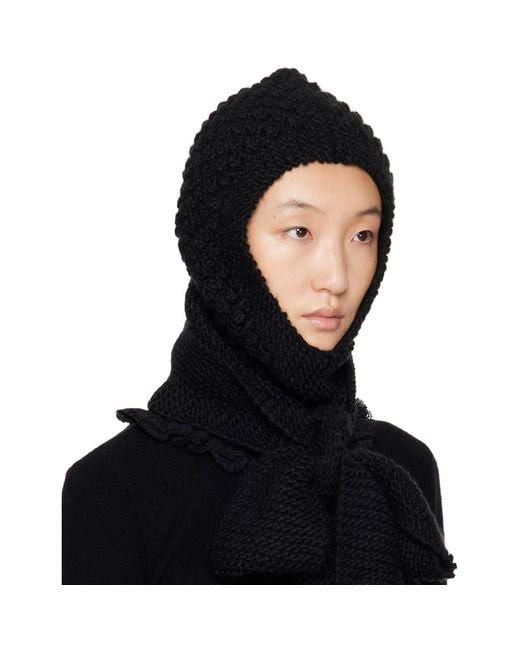 ShuShu/Tong Black Ssense Exclusive Bowknot Knit Hood