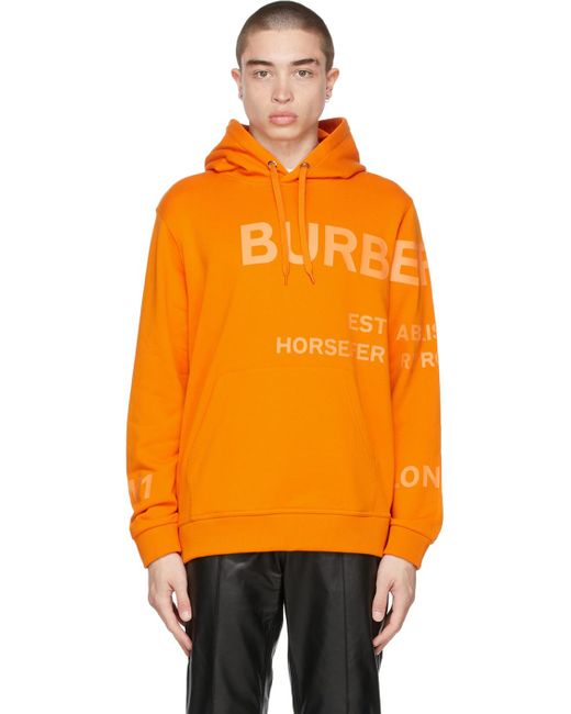 Burberry Orange 'horseferry' Hoodie for men