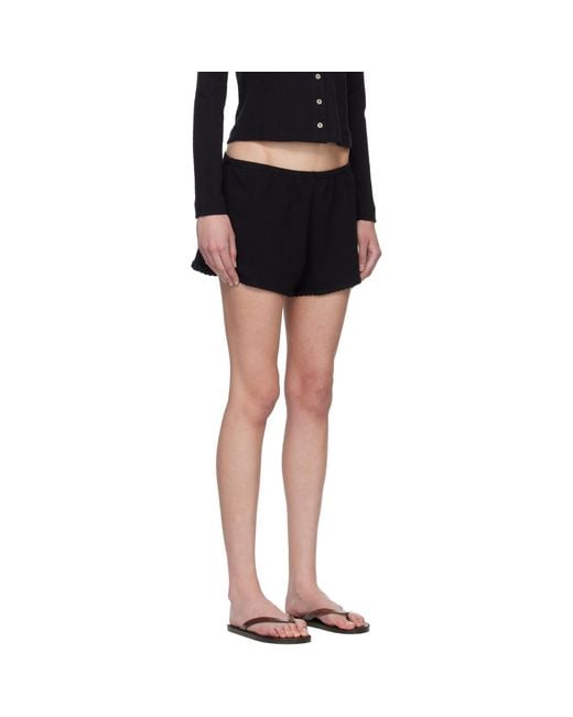 Leset Black Pointelle Mini Shorts
