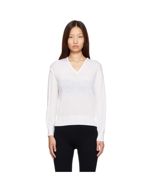 NOTHING WRITTEN White Sane V-Neck Sweater