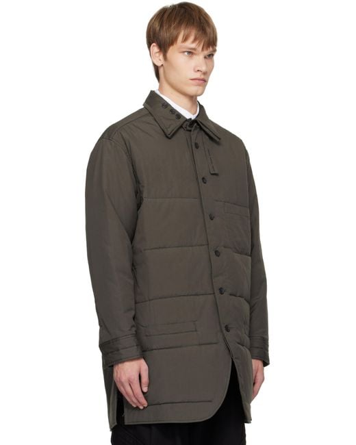 Yohji Yamamoto Black Khaki Broad Gusset Collar Padded Shirt for men