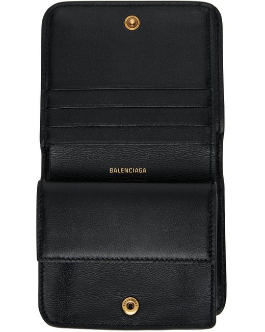 Portefeuille noir à motif à logos gaufré Balenciaga en coloris Black
