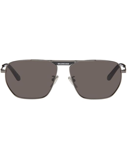 Balenciaga Gray Tag 2.0 Navigator Sunglasses in Black for Balenciaga Gray Tag 2.0 Navigator Sunglasses in Black for