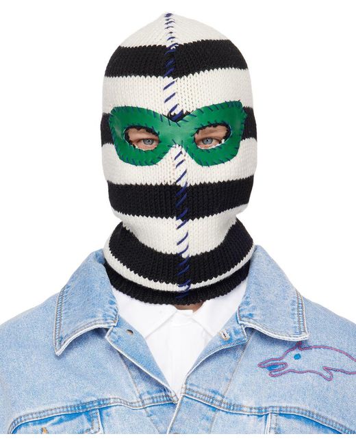 Marni Green White & Black Striped Balaclava for men