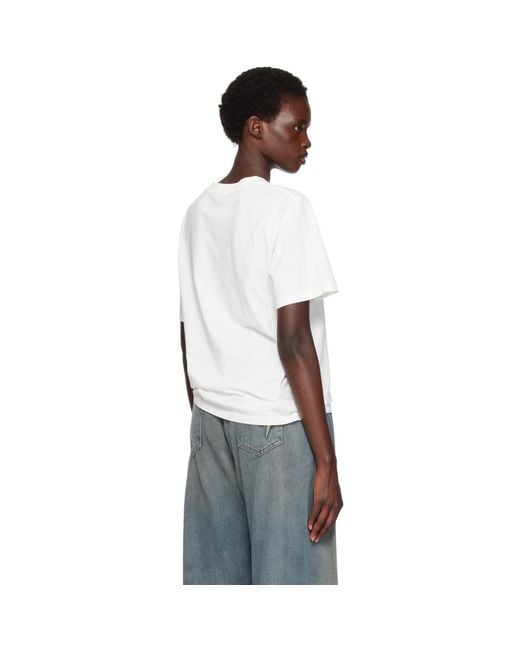 MM6 by Maison Margiela White Off- Overdyed Handwritten-Print T-Shirt