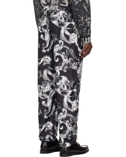 Versace Black Watercolor Couture Trousers for men