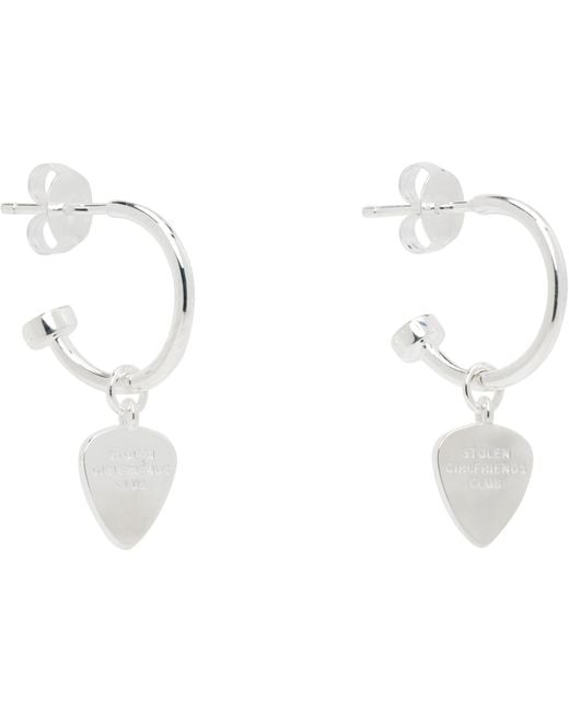 Stolen Girlfriends Club White Guitar Pic Anchor Earrings for men