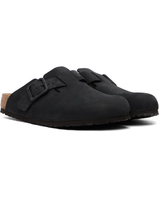 Birkenstock Black Regular Boston Wire Buckle Slip-On Loafers for men