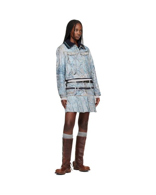 ANDERSSON BELL Blue Python Fade Printed Denim Jacket