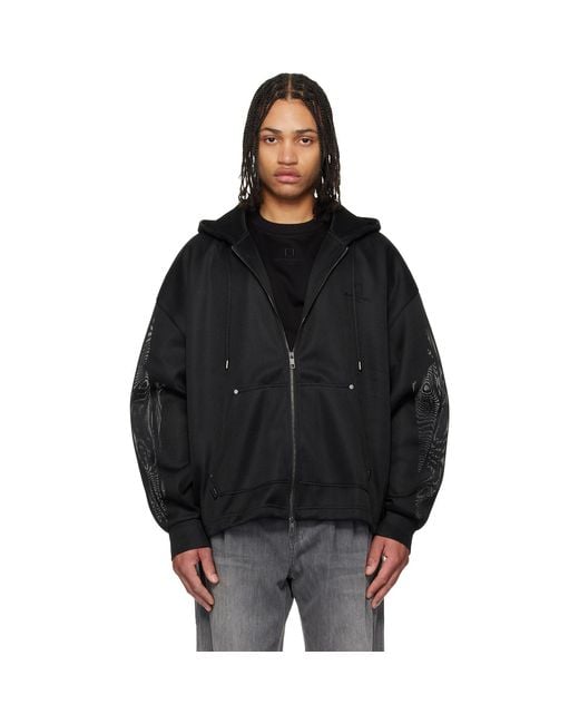 Wooyoungmi Black Mesh Hoodie for men