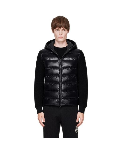 Moncler Black Down & Wool Zip-Up Jacket for men