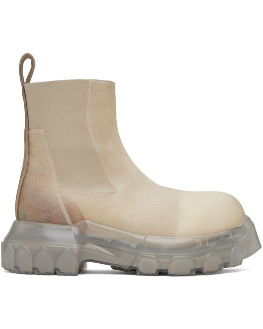 Rick Owens Natural Off-white Beatle Bozo Tractor Boots