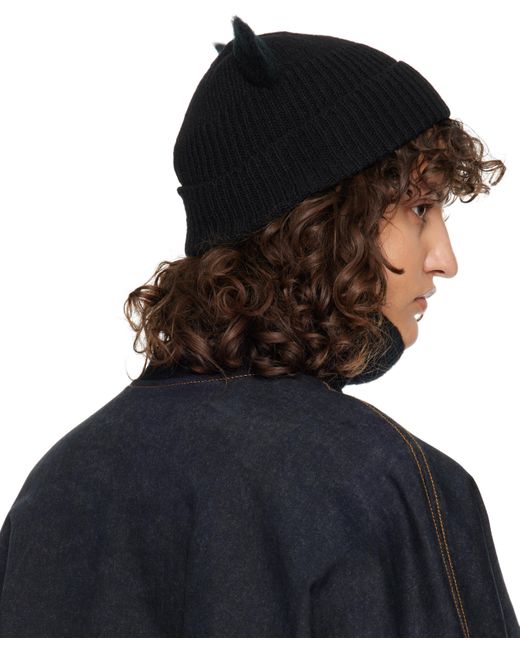 Marni Black Wool & Mohair Ears Beanie