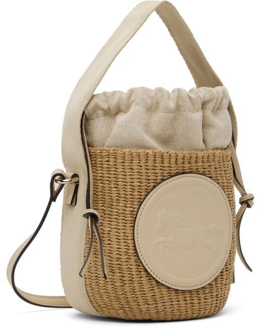 Chloé ベージュ スモール Horse Medal かごバッグ Natural