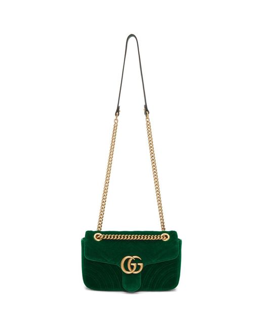 Sac en velours vert Small GG Marmont 2.0 Gucci en coloris Vert | Lyst