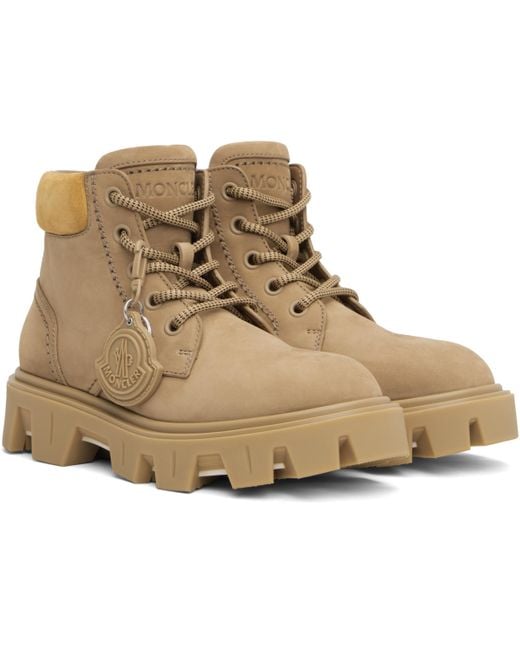 Moncler Black Tan Peak City Nubuck & Suede Lace-Up Boots for men