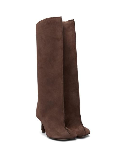 MM6 by Maison Margiela Brown Suede Anatomic Tube Tall Boots