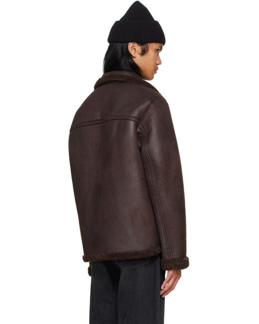 A.P.C. Black Faux-Leather Sherpa-Lined Jacket for men