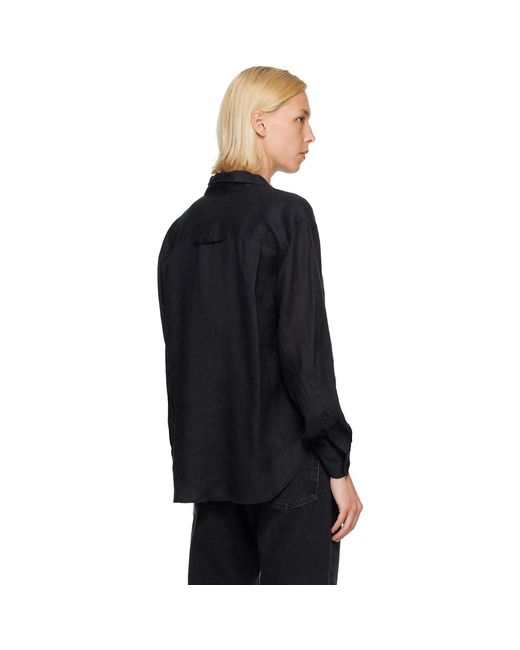 Citizens of Humanity Black Kayla Shrunken Linen Shirt