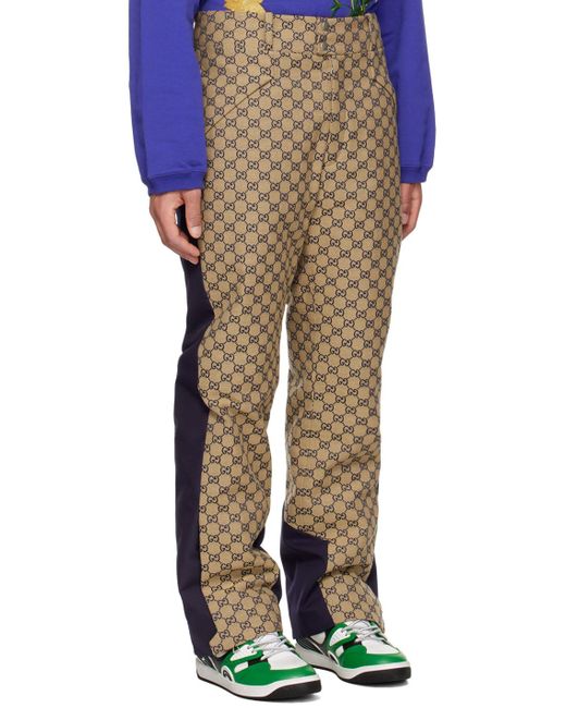 Gucci Multicolor Beige & Navy gg Trousers for men