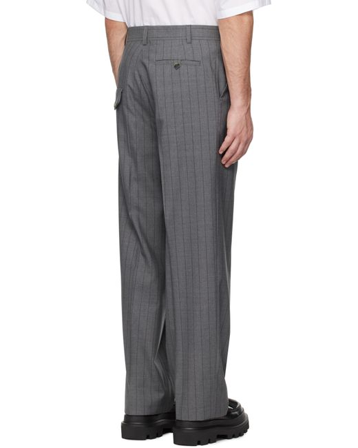 Moschino Gray Wool Pinstripe Trousers for men