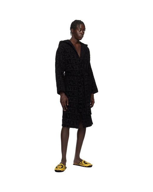 Versace Black 'I Heart Baroque' Slippers for men