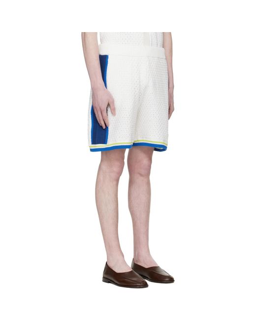 Casablanca White Off- Crochet Shorts for men