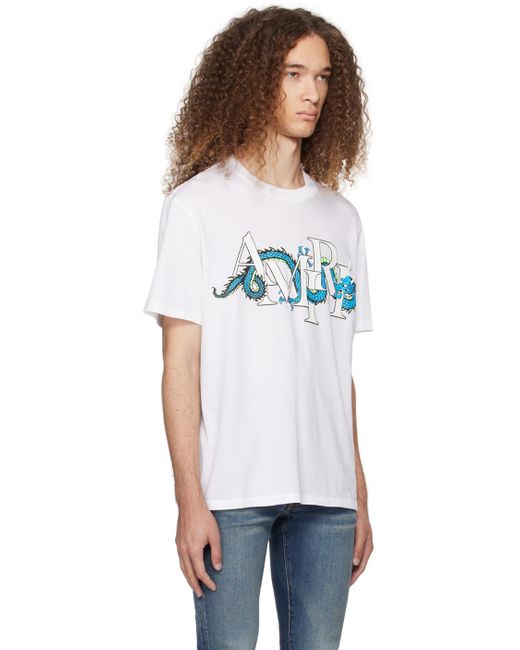 Amiri White Dragon Logo-print Cotton T-shirt for men