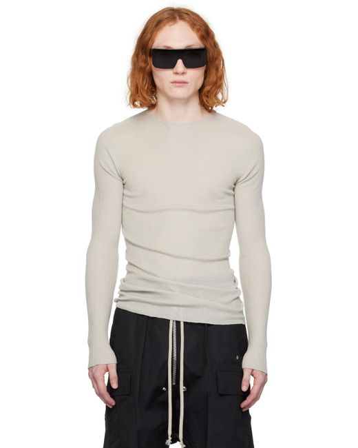 Rick Owens Black Off-white Ribbed Sweater for men
