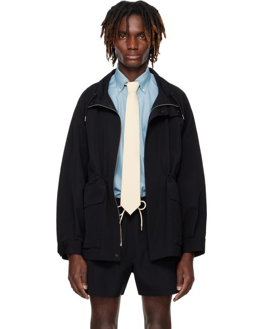 AURALEE Wool Max Canvas High Neck Zip Jacket in Black for AURALEE Wool Max Canvas High Neck Zip Jacket in Black for