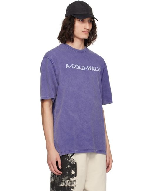 メンズ A_COLD_WALL* * ブルー オーバーダイ Tシャツ Purple