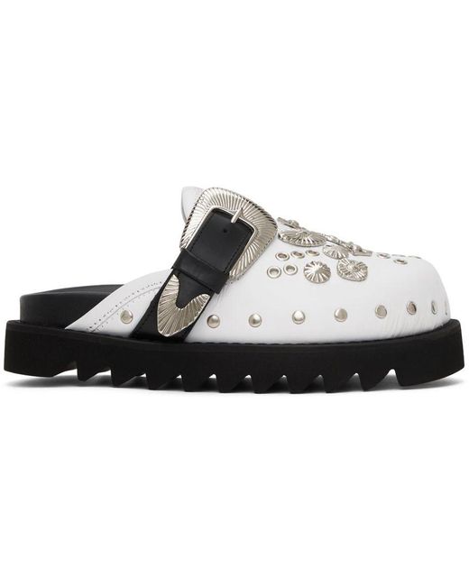 Toga Black White Embellished Loafers