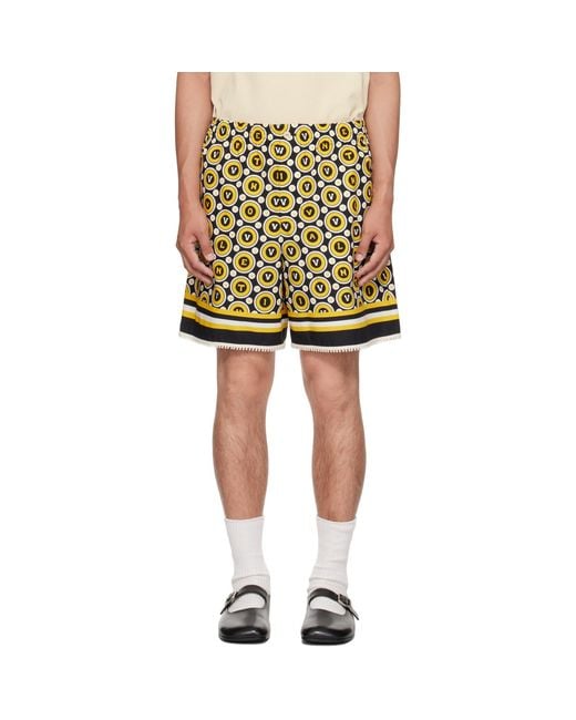 Valentino Yellow Bulles Royales Print Shorts for men