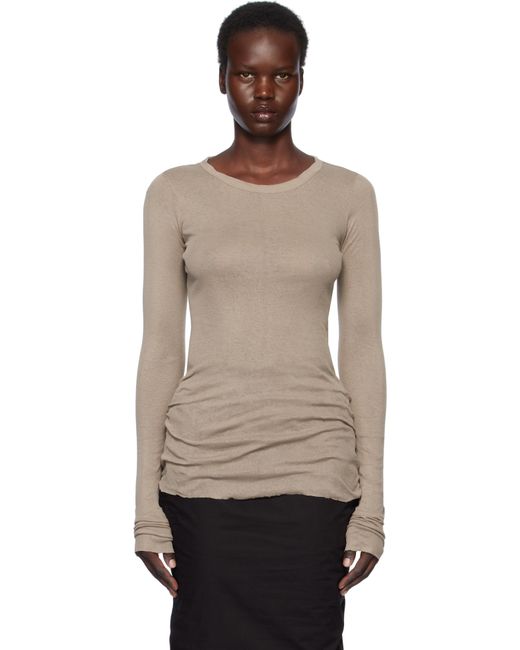 Rick Owens Black Taupe Hollywood Rib Ls T-Shirt