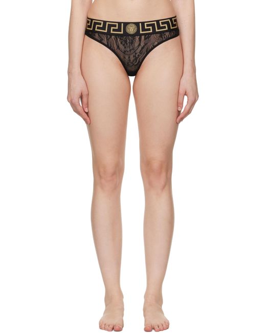Versace Black Greca Border Lace Briefs