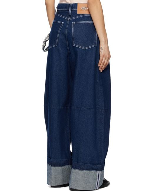 【SIMONE ROCHA】ネイビー Turbo Embellished Puddle ジーンズ Navy Turbo Embellished Puddle Jeans by Simone Rocha on Sale