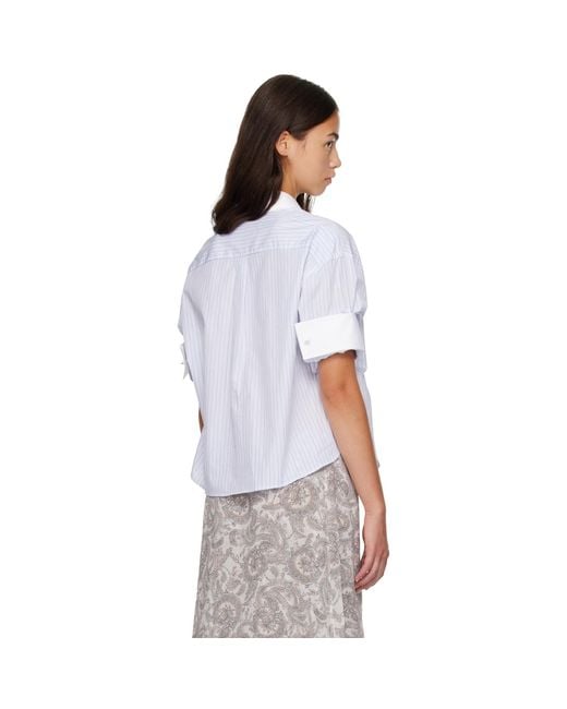 Acne White Pinstripe Button-Up Shirt