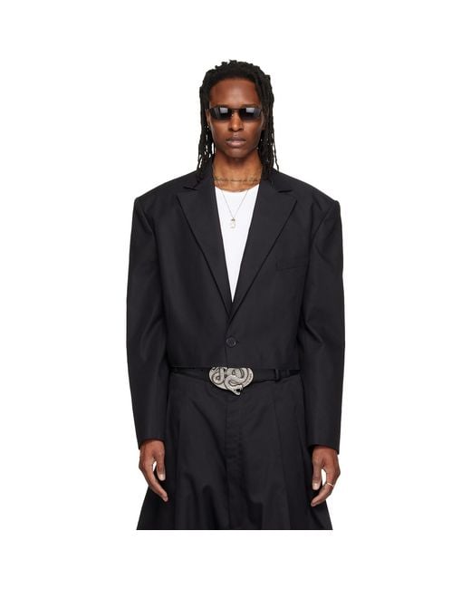 Lu'u Dan Black Slashed Blazer for men